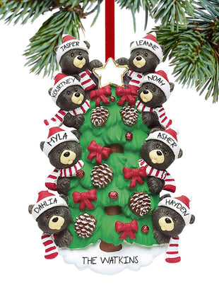 Black Bear Tree Family 8 Ornament  by RUDOLPH AND ME Ornament