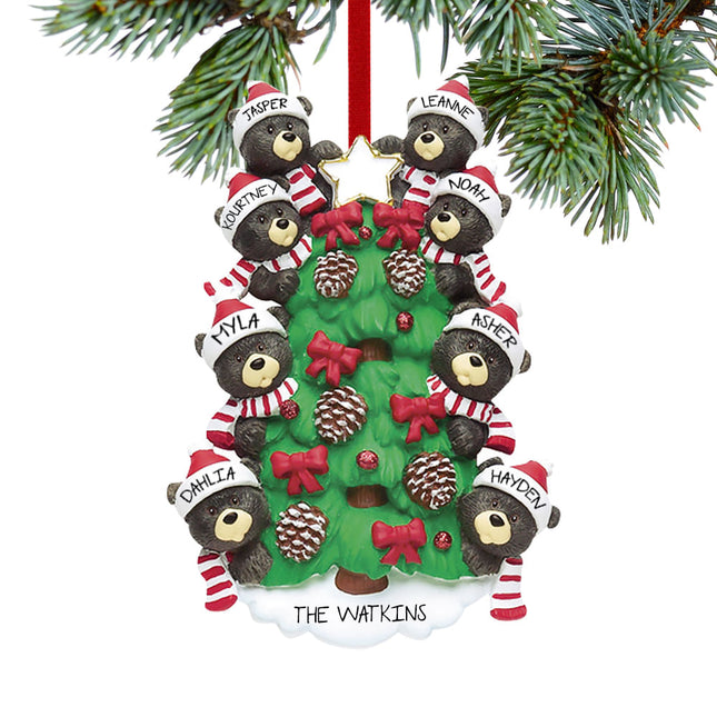 holiday personalized black bear tree family 8 christmas ornament – Christmas ornament, holiday tree decoration or gift
