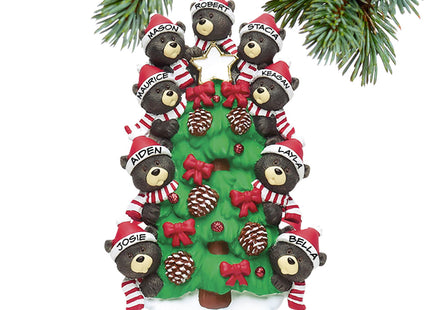 decorative personalized black bear tree family 9 christmas ornament – Christmas ornament, holiday tree decoration or gift