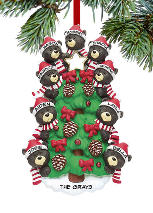 Black Bear Tree Family 9 Ornament  by RUDOLPH AND ME Ornament
