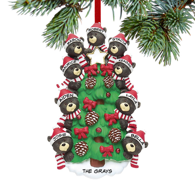 decorative personalized black bear tree family 9 christmas ornament – Christmas ornament, holiday tree decoration or gift