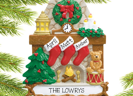 personalized personalized fireplace 3 stockings christmas ornament – Christmas ornament, holiday tree decoration or gift