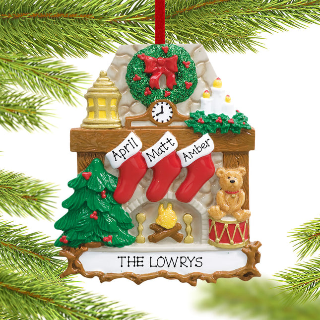 personalized personalized fireplace 3 stockings christmas ornament – Christmas ornament, holiday tree decoration or gift
