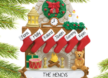 personalized personalized fireplace 6 stockings christmas ornament – Christmas ornament, holiday tree decoration or gift