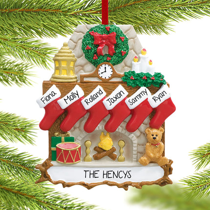 personalized personalized fireplace 6 stockings christmas ornament – Christmas ornament, holiday tree decoration or gift