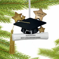 custom personalized graduate hat and tassel christmas ornament – Christmas ornament, holiday tree decoration or gift