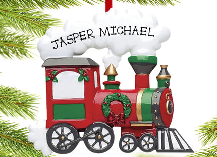 personalized personalized red christmas train engine christmas ornament – Christmas ornament, holiday tree decoration or gift