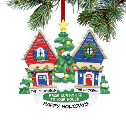 custom personalized from our house to your house red house and blue house christmas ornament – Christmas ornament, holiday tr