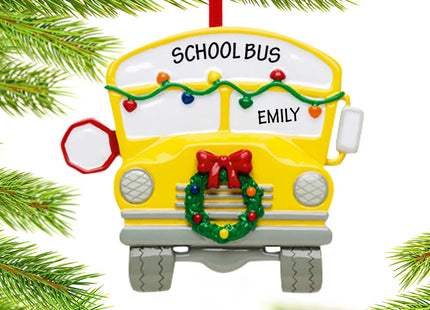 keepsake personalized school bus with wreath christmas ornament – Christmas ornament, holiday tree decoration or gift