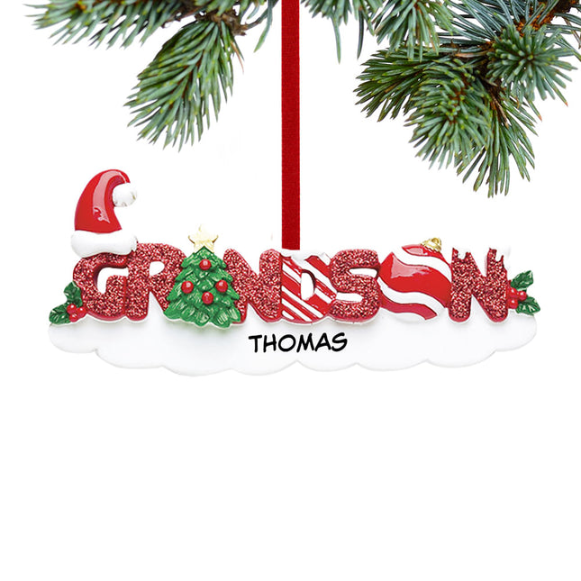 personalized personalized grandson letters christmas ornament – Christmas ornament, holiday tree decoration or gift