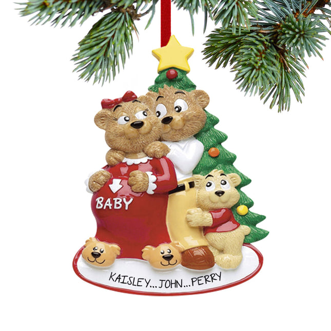 Expecting Bear Family of 3 Ornament