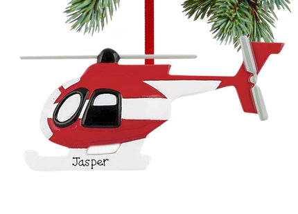 holiday personalized red and white helicopter christmas ornament – Christmas ornament, holiday tree decoration or gift