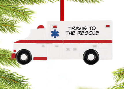 holiday personalized ambulance christmas ornament – Christmas ornament, holiday tree decoration or gift