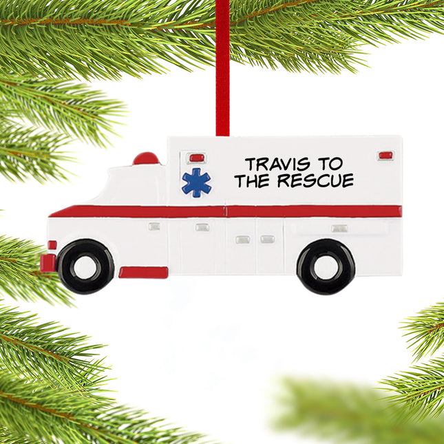 holiday personalized ambulance christmas ornament – Christmas ornament, holiday tree decoration or gift