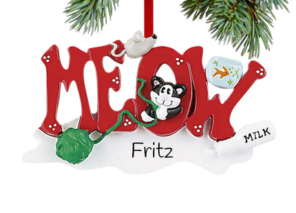 custom personalized meow cat letters christmas ornament – Christmas ornament, holiday tree decoration or gift