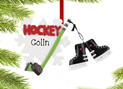 custom personalized hockey snowflake with skates christmas ornament – Christmas ornament, holiday tree decoration or gift