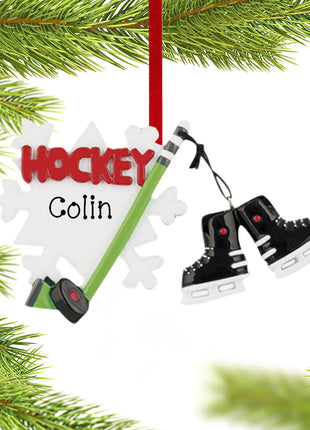 Hockey Snowflake with Skates Ornament  by RUDOLPH AND ME Ornament