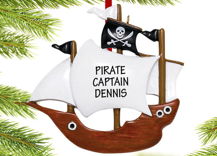 keepsake personalized pirate ship christmas ornament – Christmas ornament, holiday tree decoration or gift