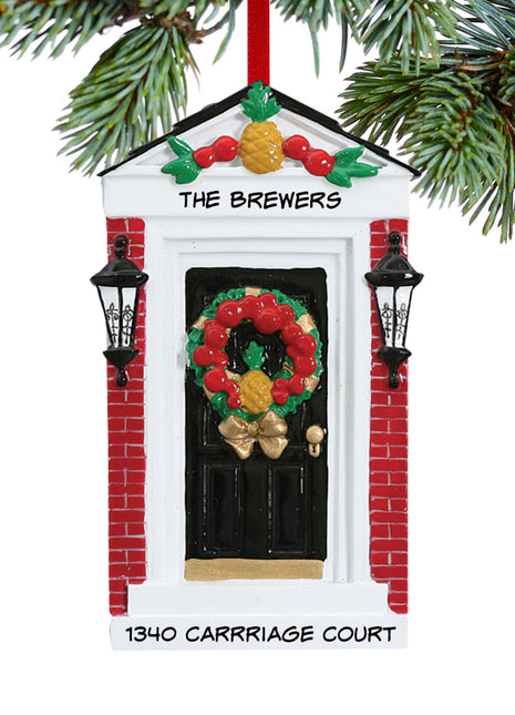 Colonial Door with Friendship Pineapple Ornament  by RUDOLPH AND ME Ornament