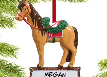 holiday personalized saddled horse christmas ornament – Christmas ornament, holiday tree decoration or gift