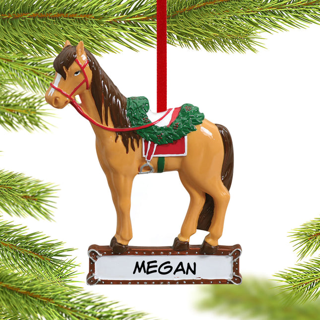 holiday personalized saddled horse christmas ornament – Christmas ornament, holiday tree decoration or gift