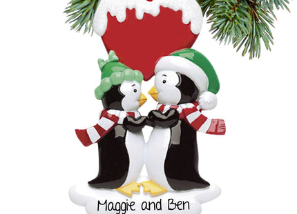 custom personalized penguin kisses christmas ornament – Christmas ornament, holiday tree decoration or gift