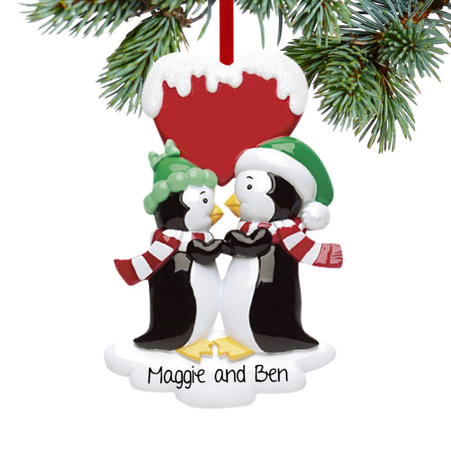 custom personalized penguin kisses christmas ornament – Christmas ornament, holiday tree decoration or gift