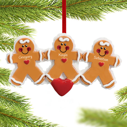 Gingerbread Family Personalized Ornament - 2, 3 or 7 Family Members