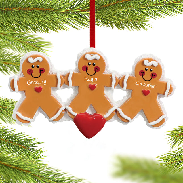 Gingerbread Family Personalized Ornament - 2, 3 or 7 Family Members