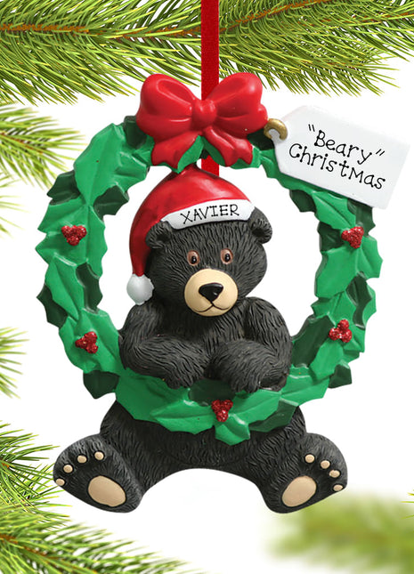 Wreath Bear Ornament  by RUDOLPH AND ME Ornament