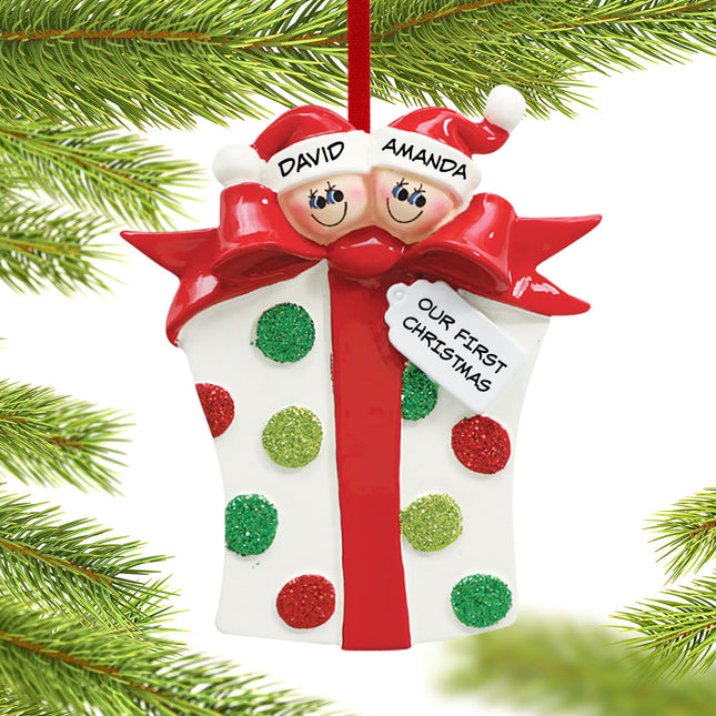 holiday personalized present 2 christmas ornament – Christmas ornament, holiday tree decoration or gift