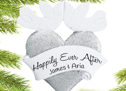 keepsake personalized happily ever after wedding heart christmas ornament – Christmas ornament, holiday tree decoration or gi
