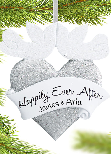 Happily Ever After Wedding Heart Ornament  by RUDOLPH AND ME Ornament