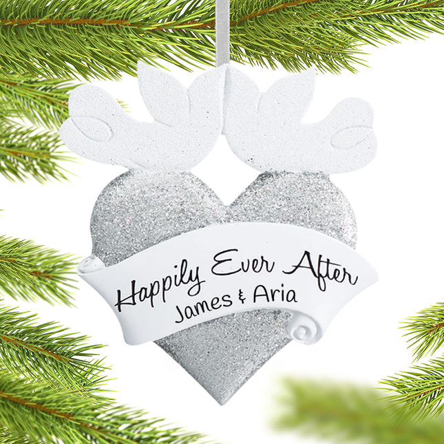 Happily Ever After Wedding Heart Ornament