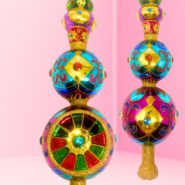 Ruby Sparkling Gem Finial Tree Topper
