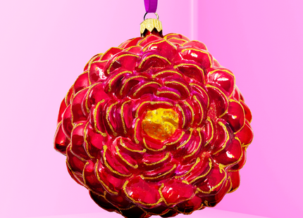Palazzo Peony Glass Christmas Ornament (Ruby)