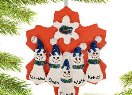 holiday personalized university of florida snowman family of 5 christmas ornament – Christmas ornament, holiday tree decorati