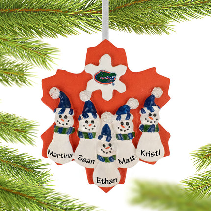 University of Florida Snowman Family of 5 Ornament