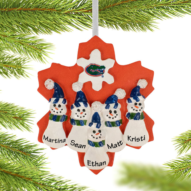 holiday personalized university of florida snowman family of 5 christmas ornament – Christmas ornament, holiday tree decorati