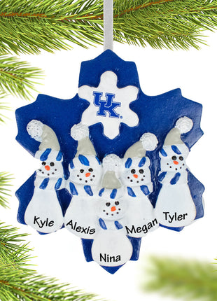 Kentucky Snowman Family of 5 Ornament  by SEASONS DESIGNS Ornament