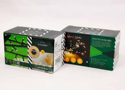 100 LED Green Wire String Light with connector - Warm White