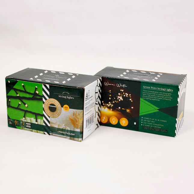 100 LED Green Wire String Light with connector - Warm White