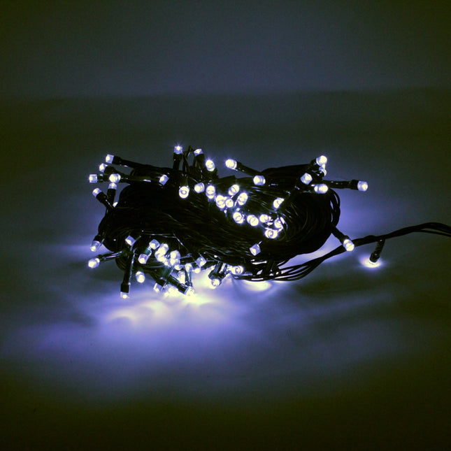 100 LED Green Wire String Light with connector - White