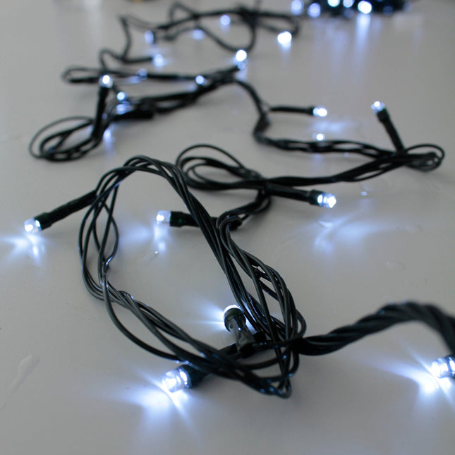 100 LED Green Wire String Light with connector Waterproof - White