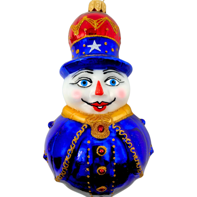 Sheriff Snowman Glass Ornament
