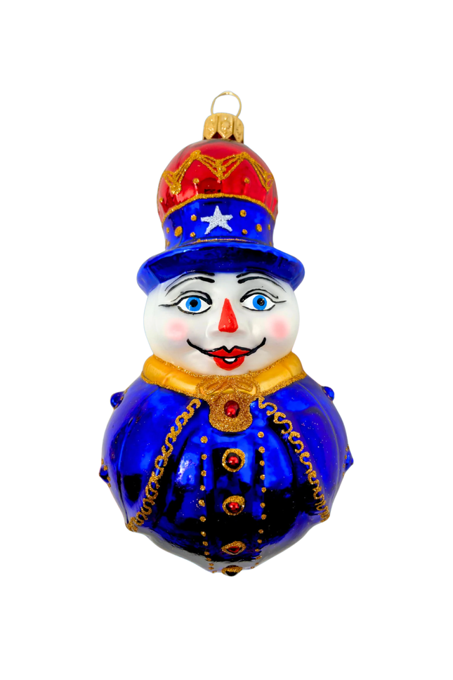Sheriff Snowman Glass Ornament