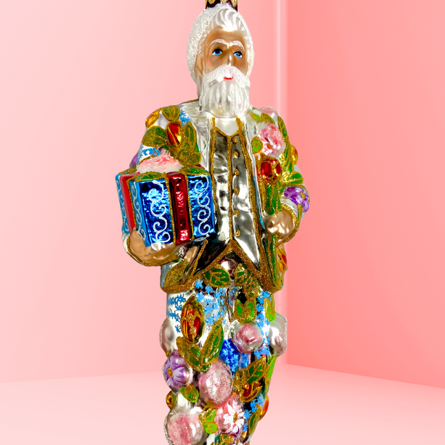 Silver Lining Santa Polish Glass Ornament