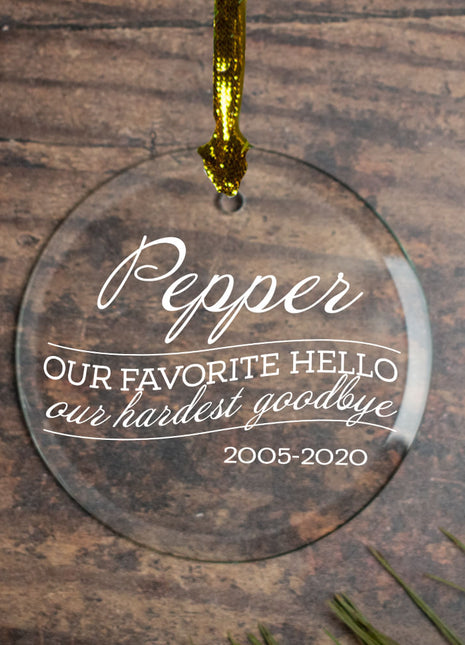 Personalized Our Favorite Hello - Dog Christmas Ornament by ORNAMENT SHOP EXCLUSIVE Personalized Glass Ornament