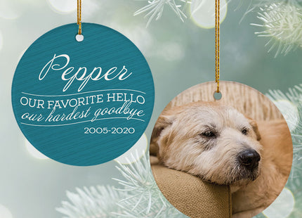 personalized personalized 'our favorite hello, hardest goodbye' dog christmas ornament – Christmas ornament, holiday tree dec