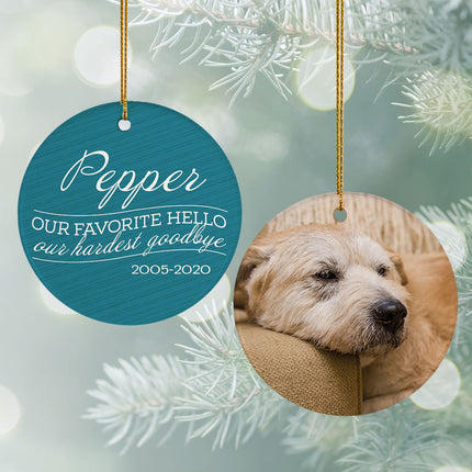 personalized personalized 'our favorite hello, hardest goodbye' dog christmas ornament – Christmas ornament, holiday tree dec